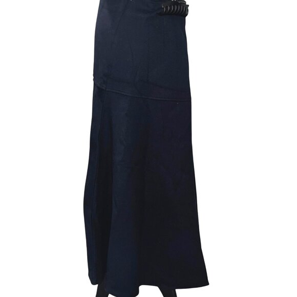 OGL Cashsoft Wool Like Flared Maxi Skirt Sz Large Womens Navy Blue - Picture 13 of 16